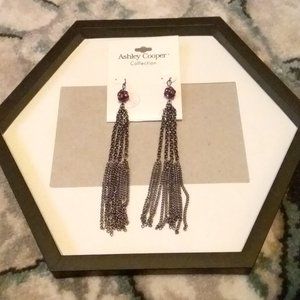 Ashley Cooper Red and Petwer Dangle Earrings With Chains